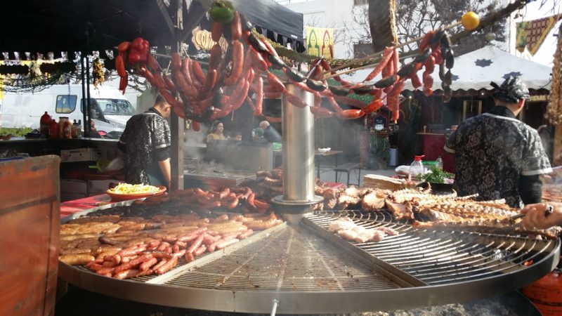 Sausages, ribs, smoke, barbeque, colour.